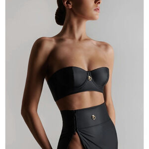 Maison Close Chambre Noire Bustier Strapless Bra Matte Faux Leather Size 34B